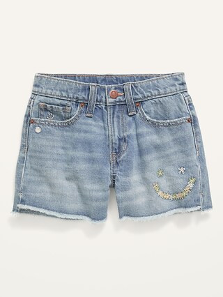 Sky-Hi Embroidered Frayed-Hem Jean Shorts for Girls | Old Navy (US)
