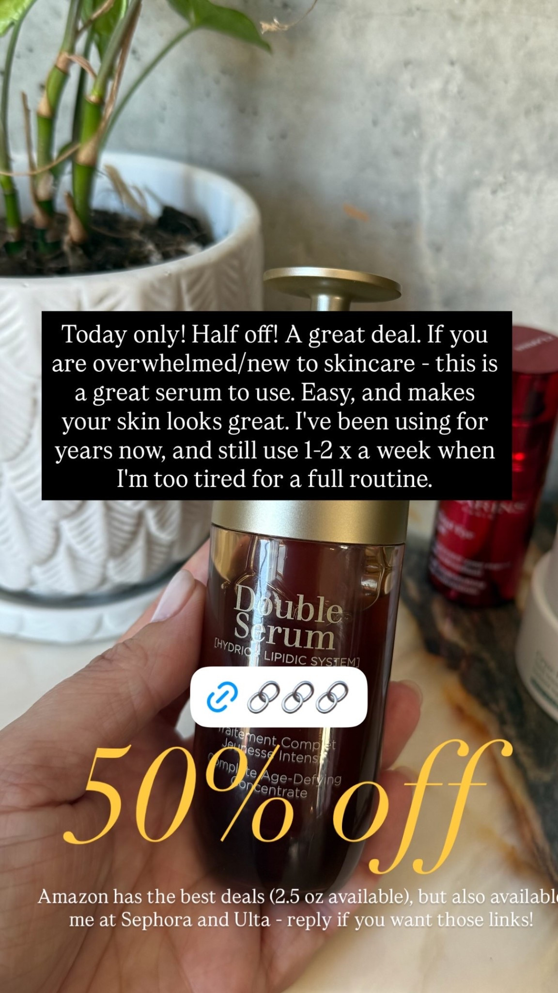 Today only! Half off! A great deal. If you are overwhelmed/new to skincare - this is a great serum to use. Easy, and makes your skin looks great. I've been using for years now, and still use 1-2 x a week when I'm too tired for a full routine.  Amazon has the best deals (2.5 oz available), but also available me at Sephora and Ulta - reply if you want those links!  50% off

#LTKselfcare #LTKBeauty #LTKSaleAlert