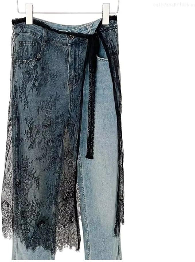 Women Floral Lace Skirt Y2k Skirt Coverup Skirt See Through Lace Layered Skirt Mesh Stacked Wrap ... | Amazon (UK)