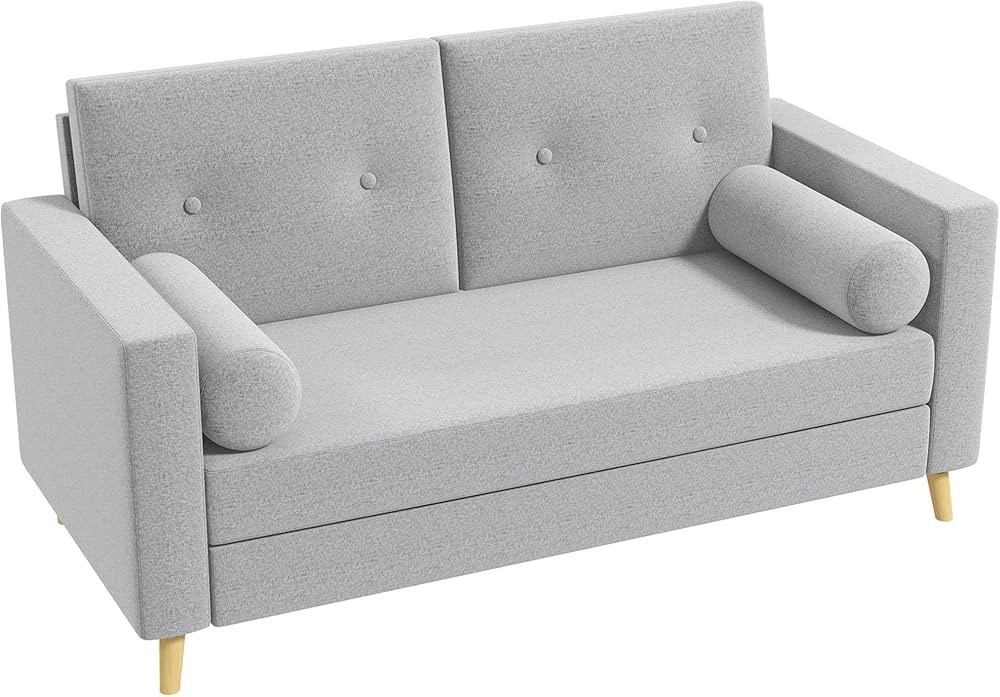 HOMCOM 51" Loveseat Sofa for Bedroom, Modern Love Seats Furniture, Upholstered Tufted 2 Seater Co... | Amazon (CA)