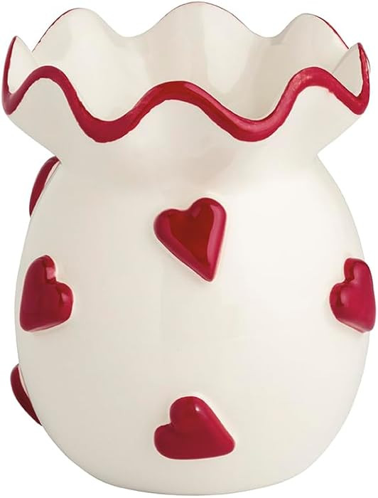 Mud Pie Valentine's Day Heart Ruffle Bud Vase | Amazon (US)