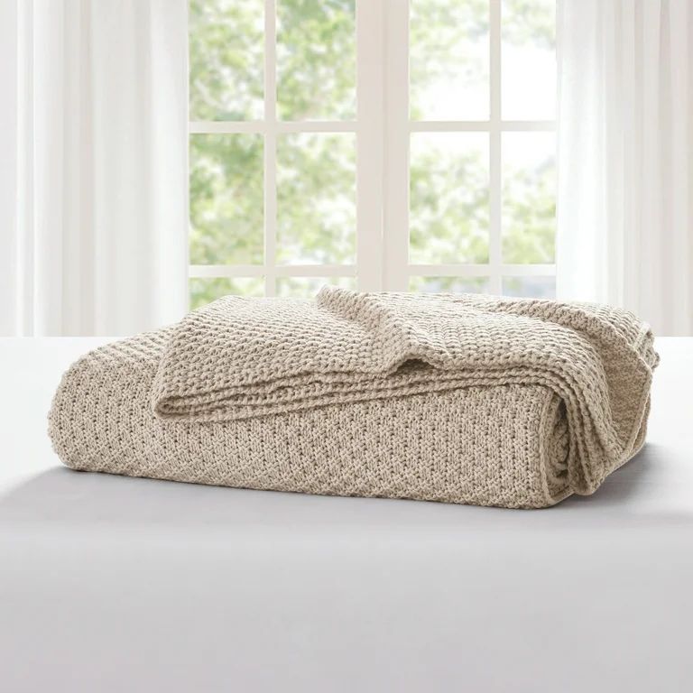 My Texas House Harper Taupe Acrylic Chunky Sweater Knit Oversize Bed Blanket | Walmart (US)