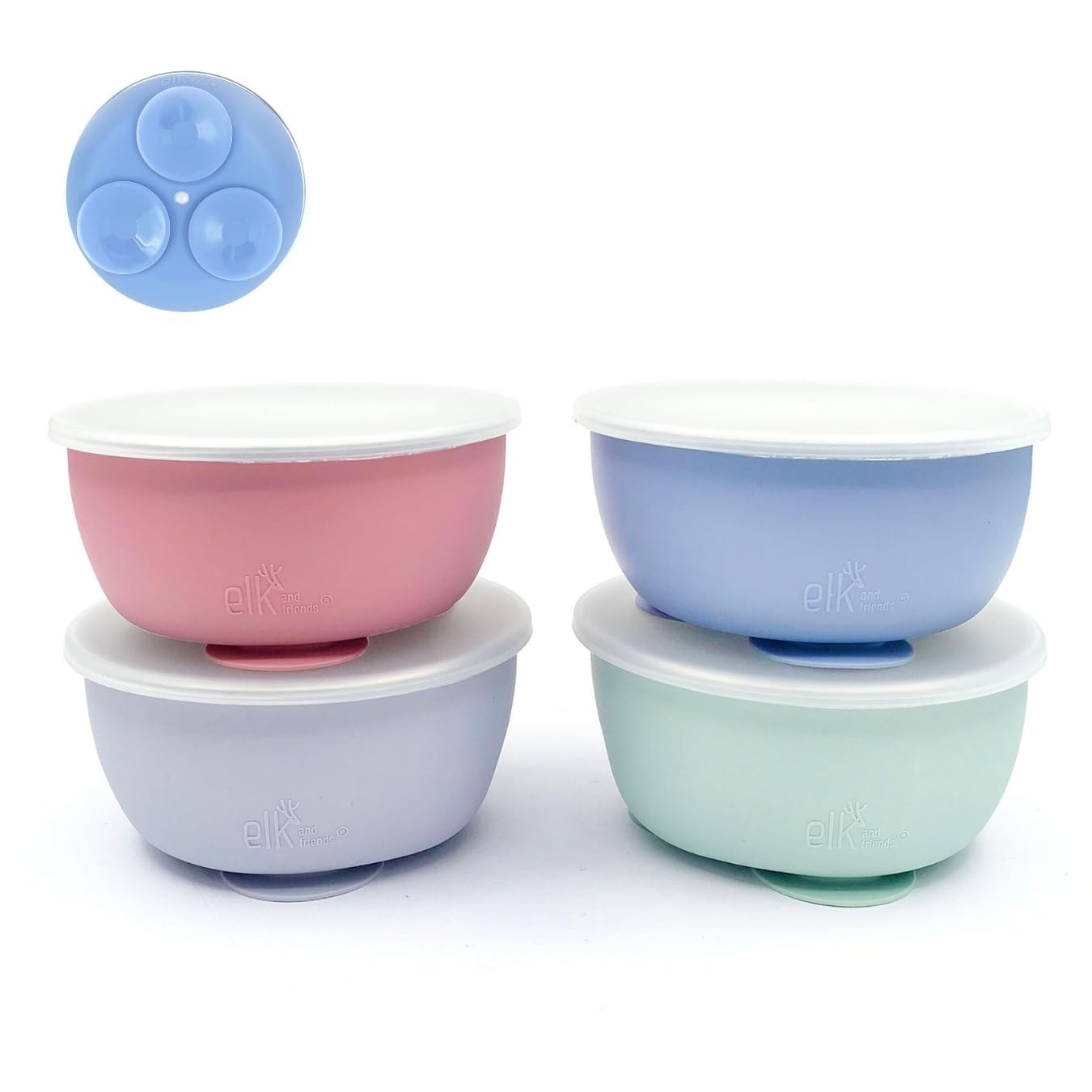 Elk and Friends Stainless Steel Bowls with Silicone Sleeve for Babies & Toddlers | Lids Included ... | Amazon (US)