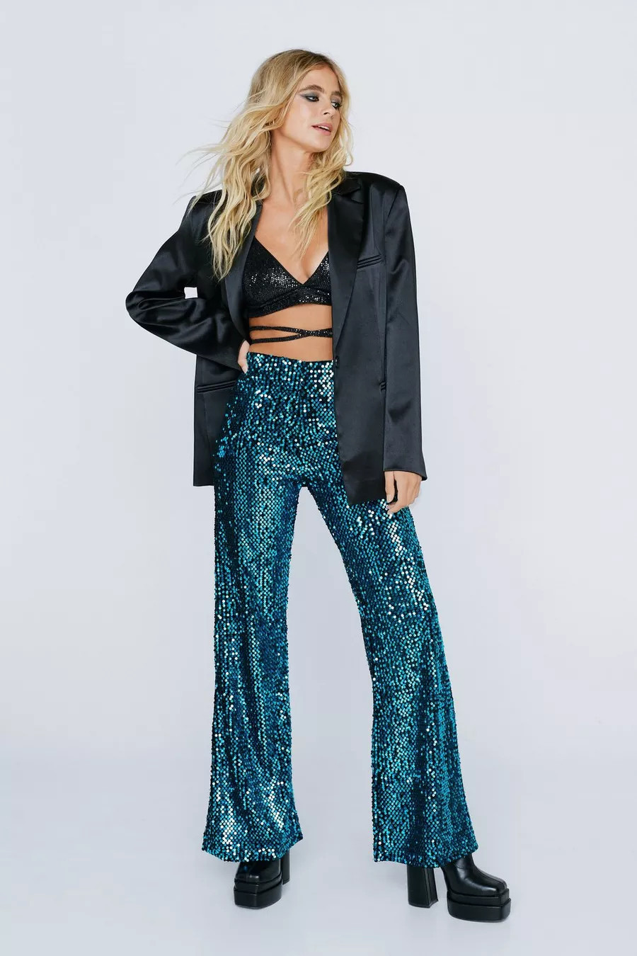 Velvet Sequin Flare Pants | Nasty Gal (US)