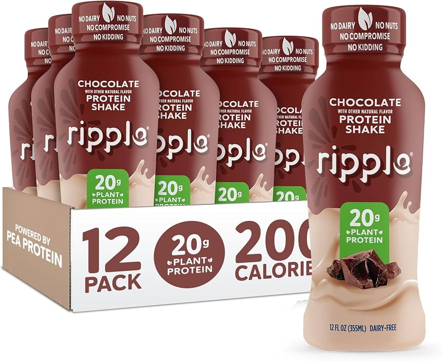 Ripple Vegan Protein Shake | Chocolate | 20g Nutritious Plant Based Pea Protein | Shelf Stable | ... | Amazon (US)