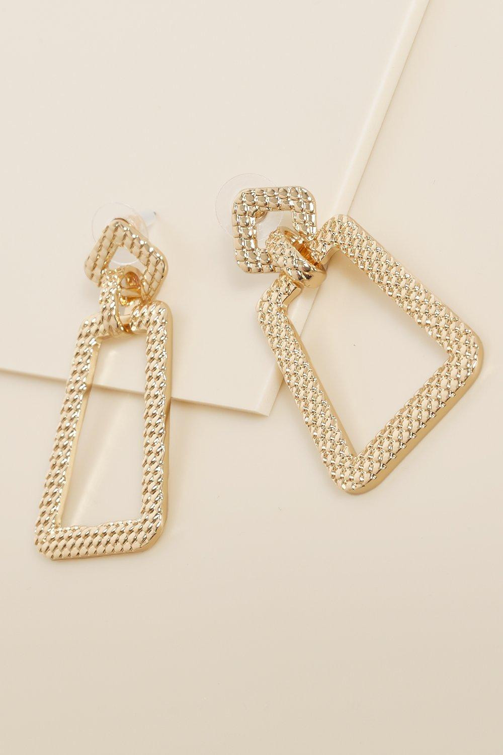 Recycled Textured Metal Oversized Earrings | Boohoo.com (US & CA)