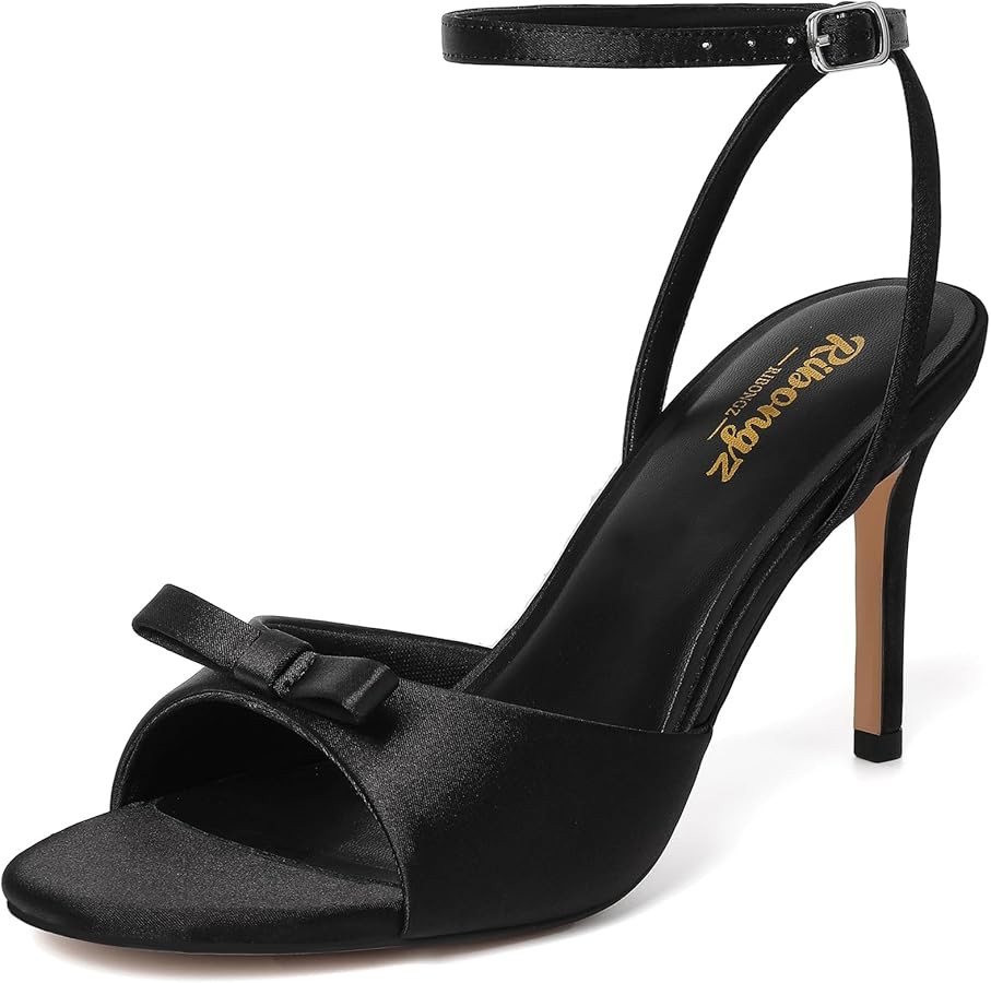 RIBONGZ Women's High Heels Round Open Toe Sexy Kitten Sandals Stiletto Heeled Pumps Ankle Strap B... | Amazon (US)