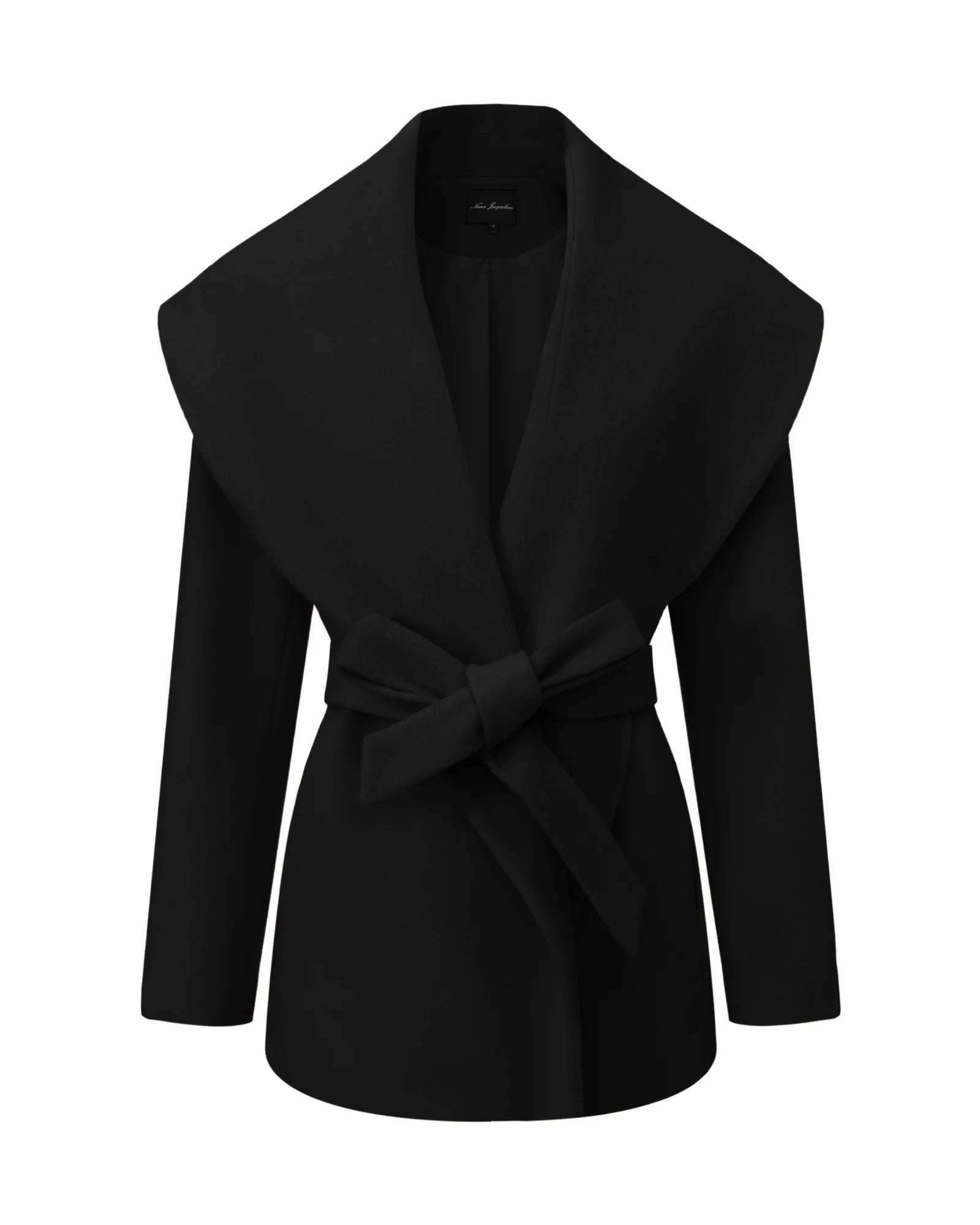 Victoria Bow Coat (Black) | Romantic Designer Wool Coat | Nana Jacqueline