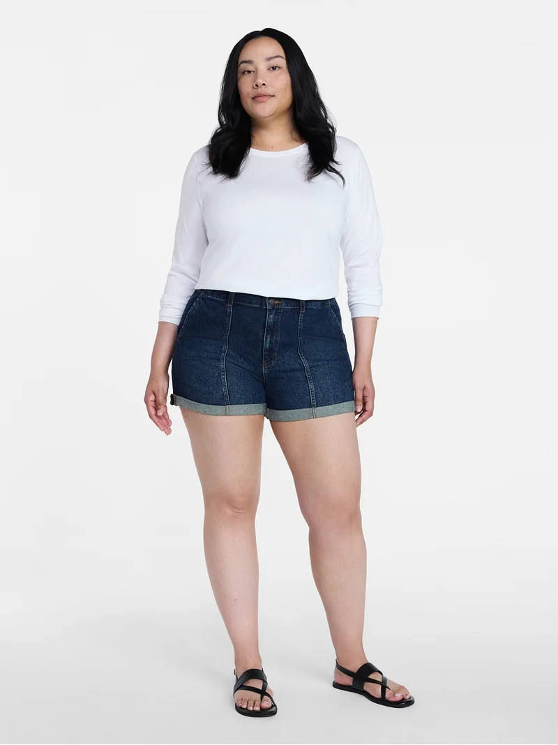 Time and Tru Women's High Rise Utility Shorts, 3.5" Inseam, Sizes 0-22 | Walmart (US)