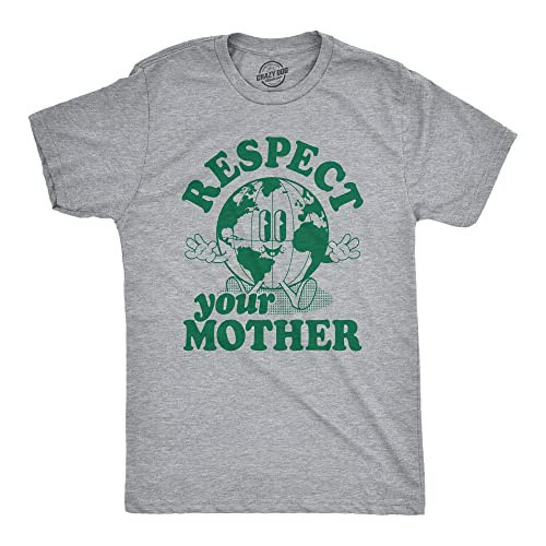 Earth Day Shirt for Men – Respect Your Mother Planet Earth Graphic Design – Funny Environmental Awareness T Shirt – Soft Comfortable Cotton Blend Tee for Recycling Events Grey M | Amazon (US)
