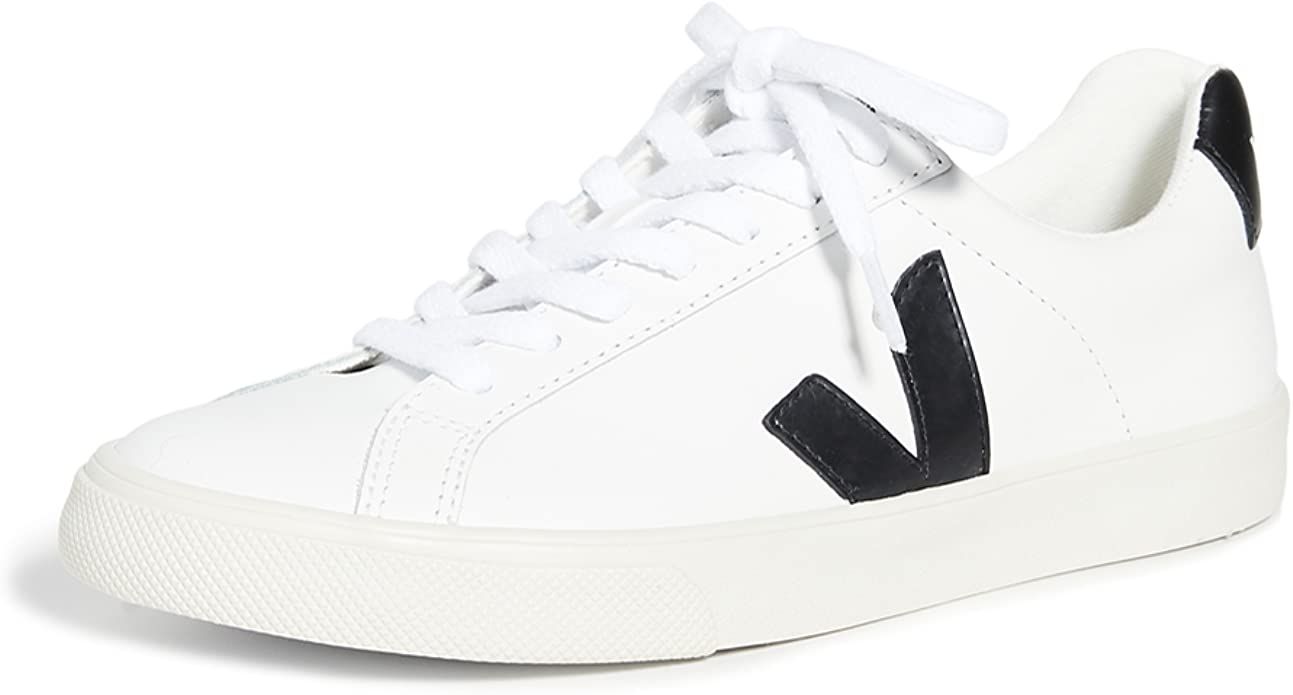 Amazon.com | Veja Women's Esplar Logo Sneakers, Extra White/Black, 5 Medium US | Fashion Sneakers | Amazon (US)
