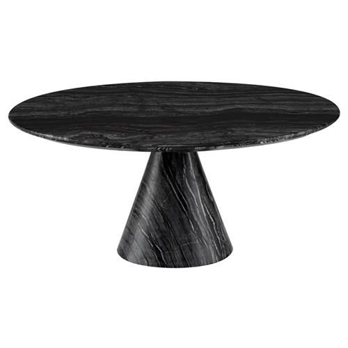 Craig Modern Classic Black Vein Marble Round Coffee Table | Kathy Kuo Home