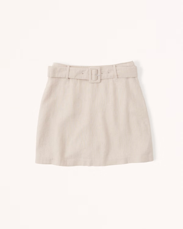 Linen-Blend Belted Skort | Abercrombie & Fitch (US)