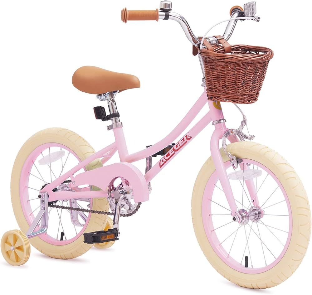 ACEGER Girls Bike with Basket, Kids Bicycle for 3-13 Years, Included Coaster Brake & Caliper Brak... | Amazon (US)