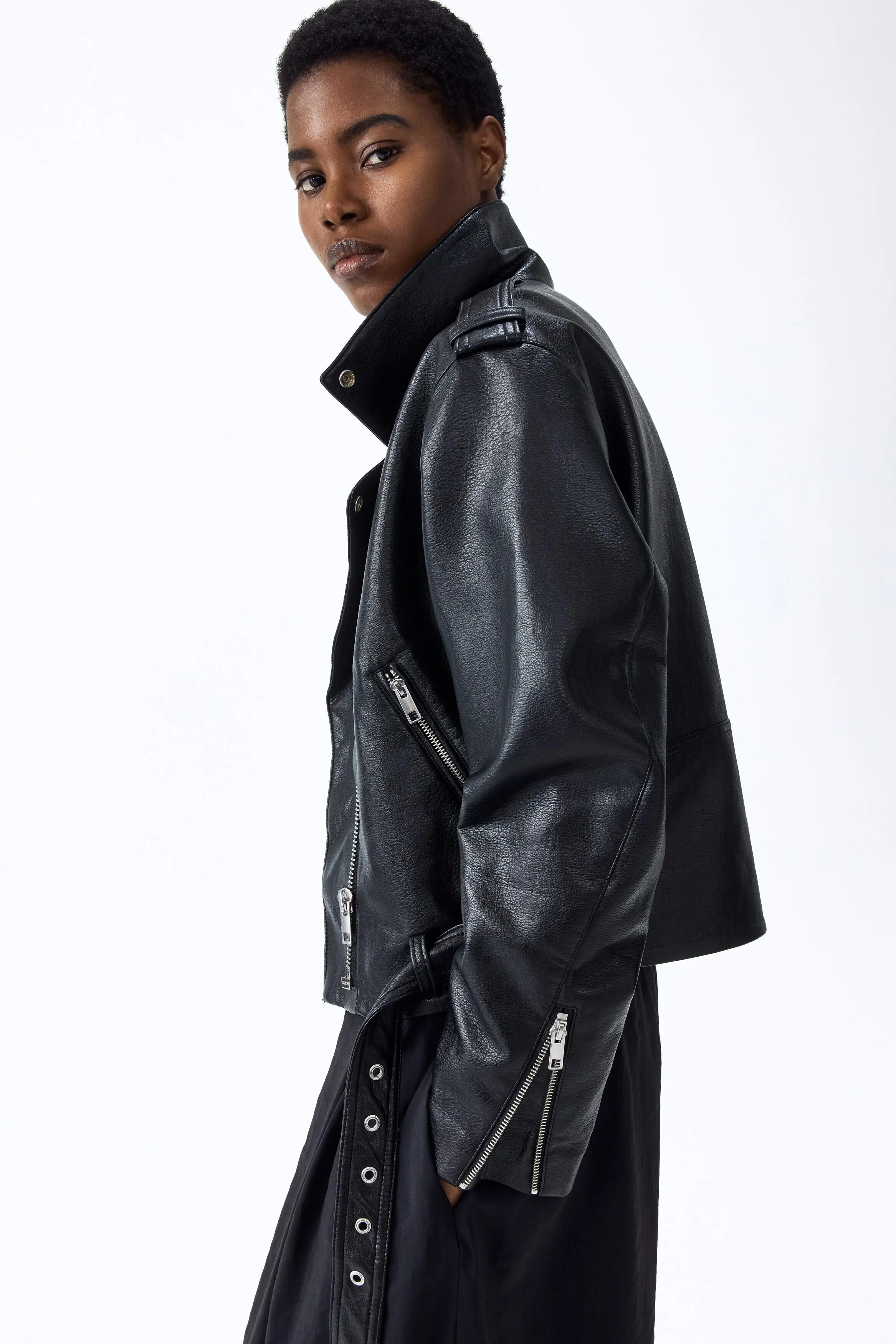 H&M Coated Biker Jacket (Women) | Nordstrom | Nordstrom
