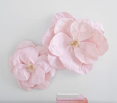 Jumbo Crepe Pink Paper Flowers Set of 2 | Pottery Barn Kids