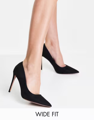 ASOS DESIGN Wide Fit Penza pointed high heeled pumps in black | ASOS | ASOS (Global)