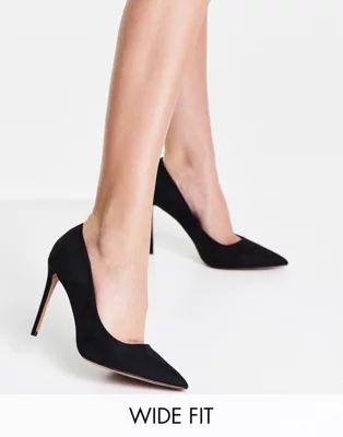 ASOS DESIGN Wide Fit Penza pointed high heeled pumps in black | ASOS | ASOS (Global)