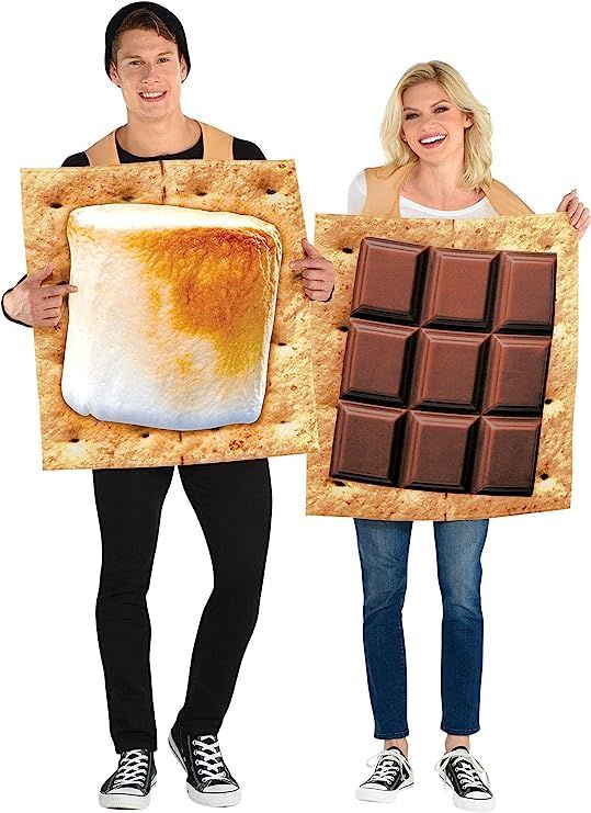 Party City S'Mores Snack Couple Halloween Costume, Adults Standard Size, Chocolate and Marshmallo... | Amazon (US)
