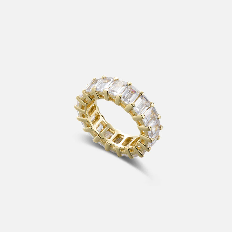 Lev Baguette Cut Gold Vermeil Eternity Ring | Victoria Emerson