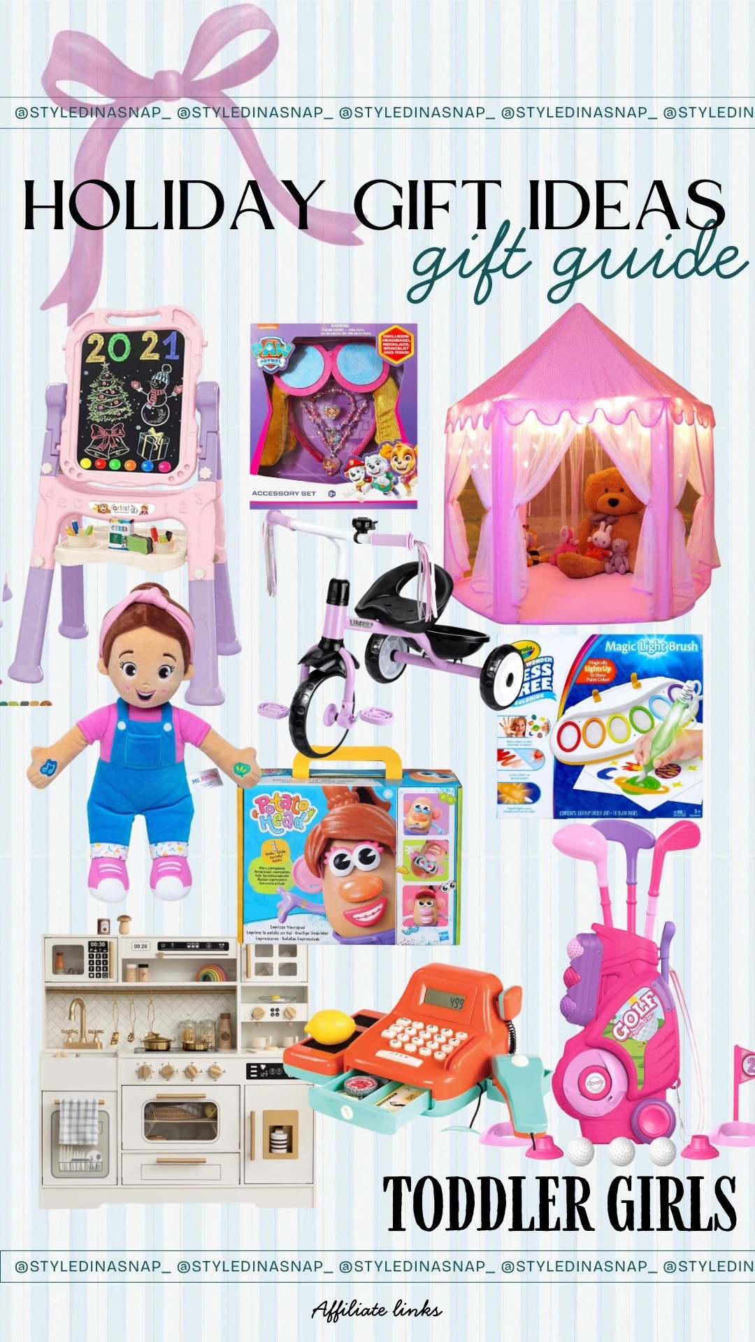Gift season is here 🎁✨ FOR TODDLER GIRLS
Follow @styledinasnap_ for affordable gift guides for everyone on your list! 💕
Comment “SHOP” below and I’ll send you all the gift guide links! 🎁

#holiday #giftguide #giftguidefortoddlergirls #kids #toddlergirls #holidaygifts #amazon 

#LTKGiftGuide #LTKKids #LTKHoliday