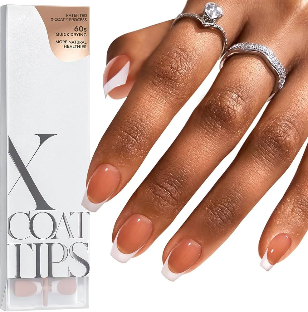 BTArtboxnails French Tip Press on Nails - Fake Nails Brown Short Coffin XCOATTIPS, No Need to Fil... | Amazon (US)