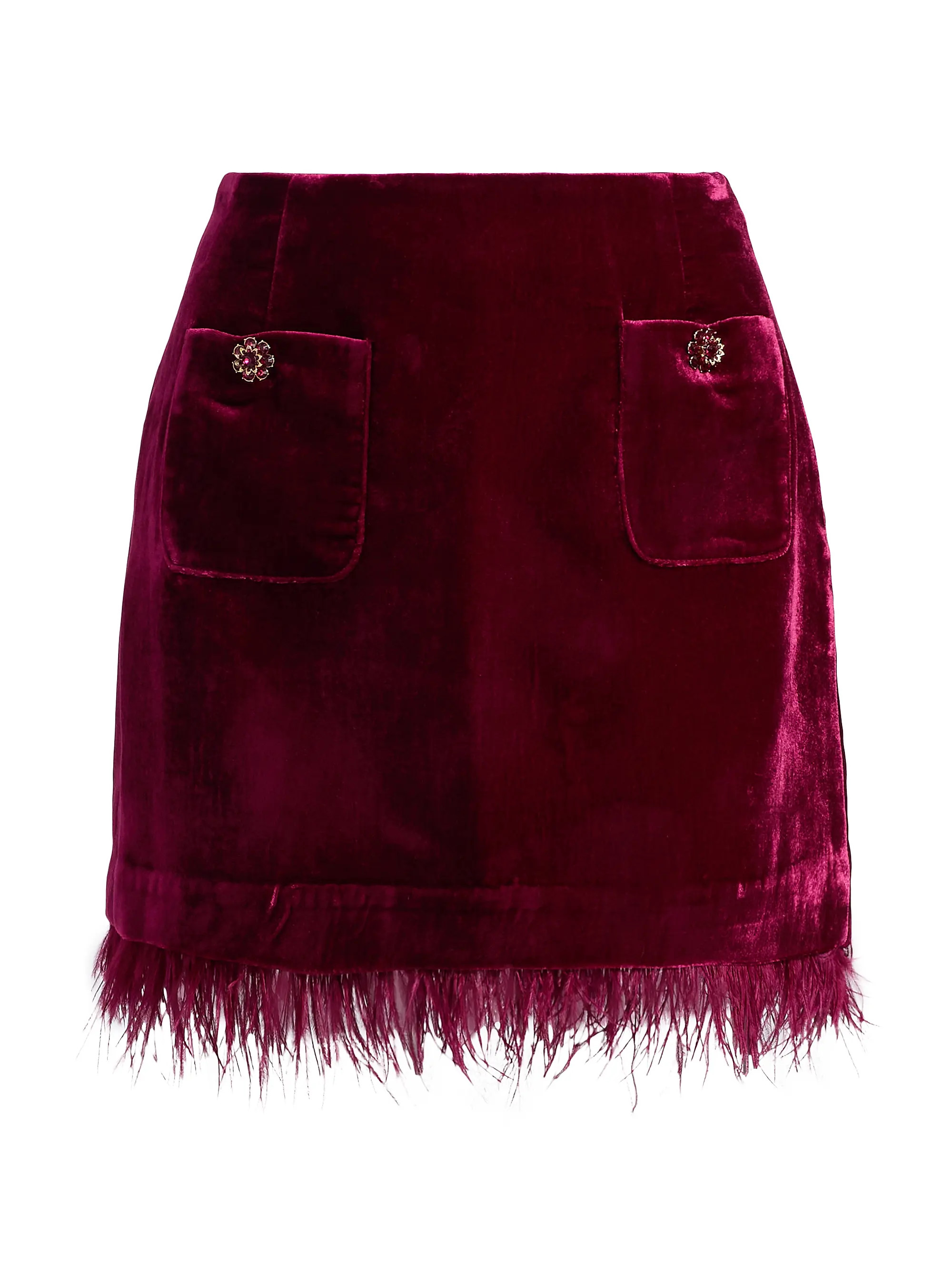 Luna Velvet Fringe-Hem A-Line Miniskirt | Saks Fifth Avenue