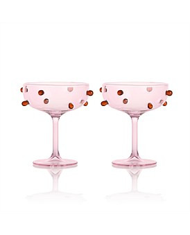 David Jones Maison Balzac Pomponette Coupes Set Of 2 In in Pink/Amber | David Jones (Australia & New Zealand)