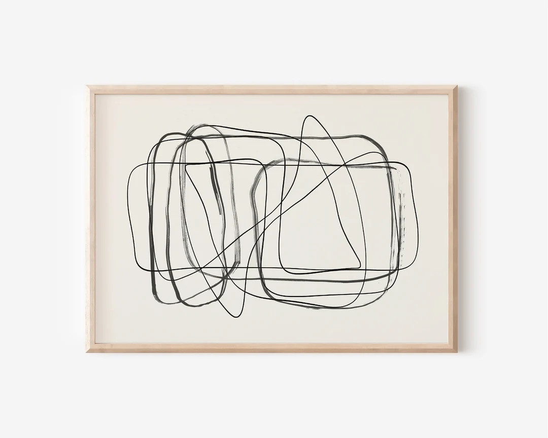 Minimalist Wall Art Abstract Drawing | Modern Farmhouse Above Bed Decor | Vintage Abstract Drawin... | Etsy (US)