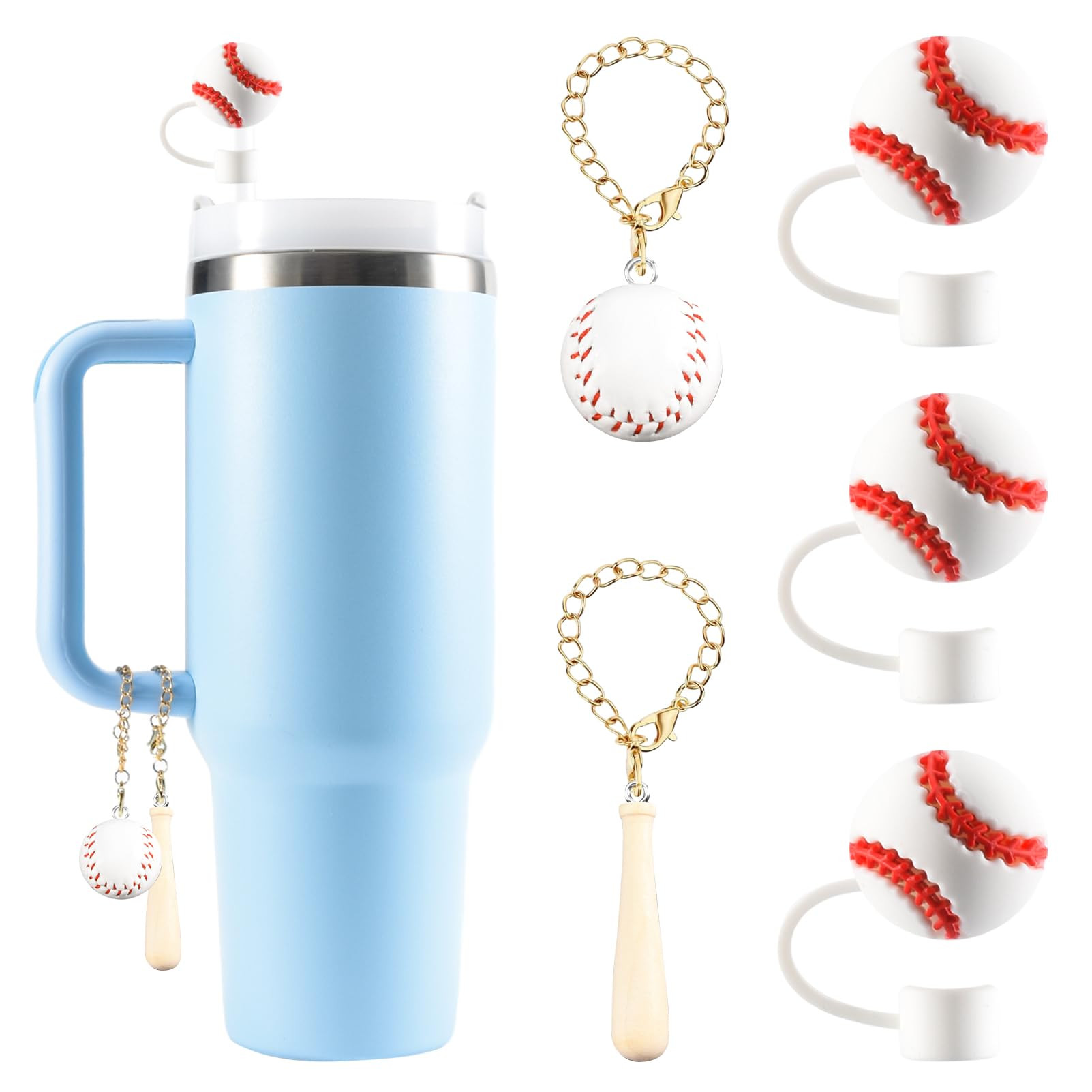 3PCS Straw Cover for Stanley Cup 30&40 Oz 10mm Cloud Silicone Straw Topper Protector Lid with 2PC... | Amazon (US)