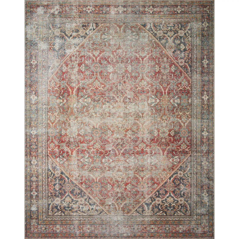 Georgie Oriental Area Rug in Red/Navy | Wayfair North America