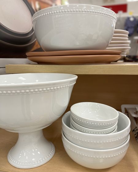 If you’re looking for extra serving pieces or even a full set of dinnerware that’s timeless, chic and expensive looking (but actually inexpensive in cost) this porcelain set is it. It’s lightweight and has a beaded rim detail on each piece. Very pretty in person. Plus it’s durable and both microwave + dishwasher-safe (points for that ✔️) 

There’s a full set of dinnerware, perfect for hosting a big group for brunch, dinner or a party. And a few serve ware pieces that I snapped above. Really great prices on the whole collection.

#LTKsalealert #LTKparties #LTKhome