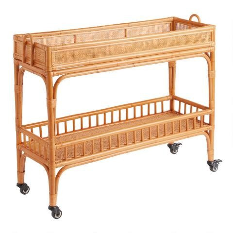 Sienna Rattan 2 Tier Bar Cart | World Market