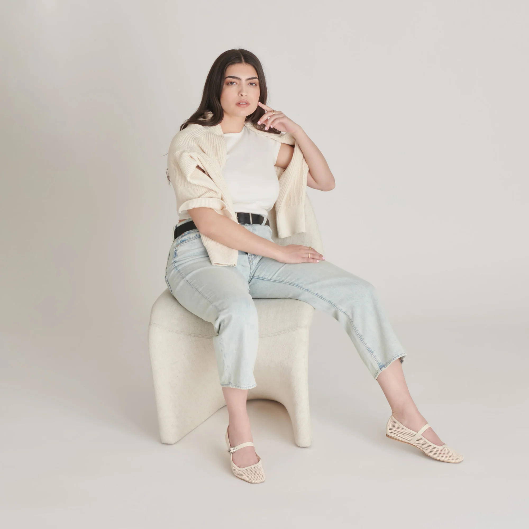 RODNI MESH BALLET FLATS CREME WOVEN MESH | DolceVita.com