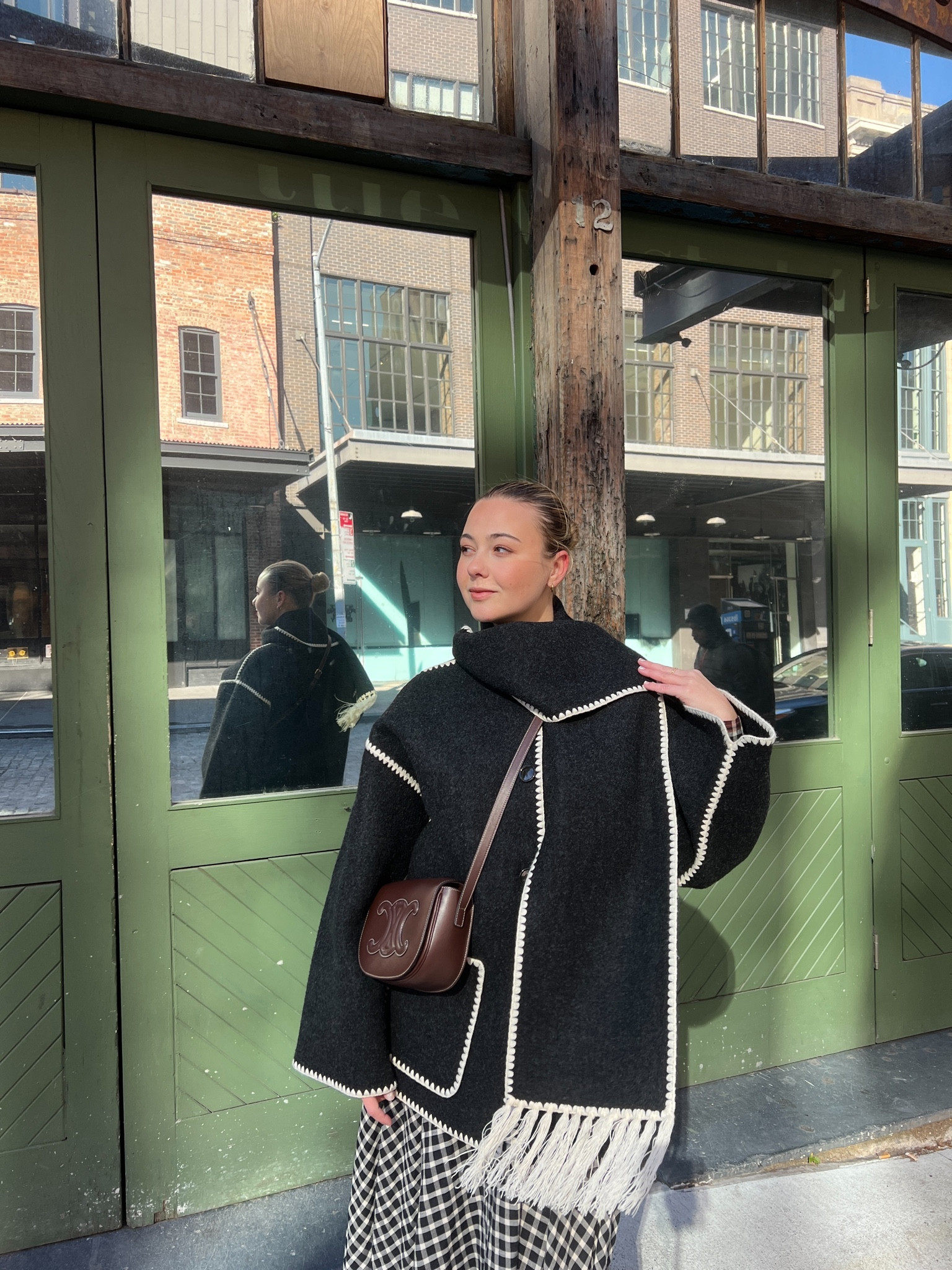toteme draped fringed wool blend jacket