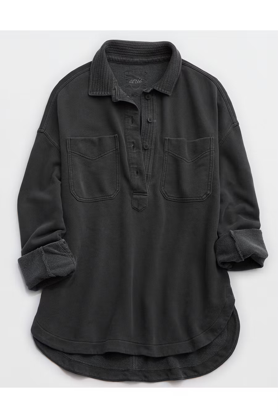 Aerie Popover Polo Sweatshirt Women's Smoked Gray XXS | American Eagle Outfitters (US & CA)