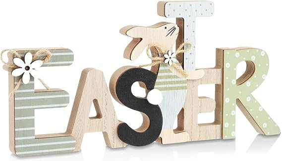 Easter Decorations for Home, Farmhouse Table Wooden Bunny Mantel Decors, Indoor Easter Sign Decor... | Amazon (US)