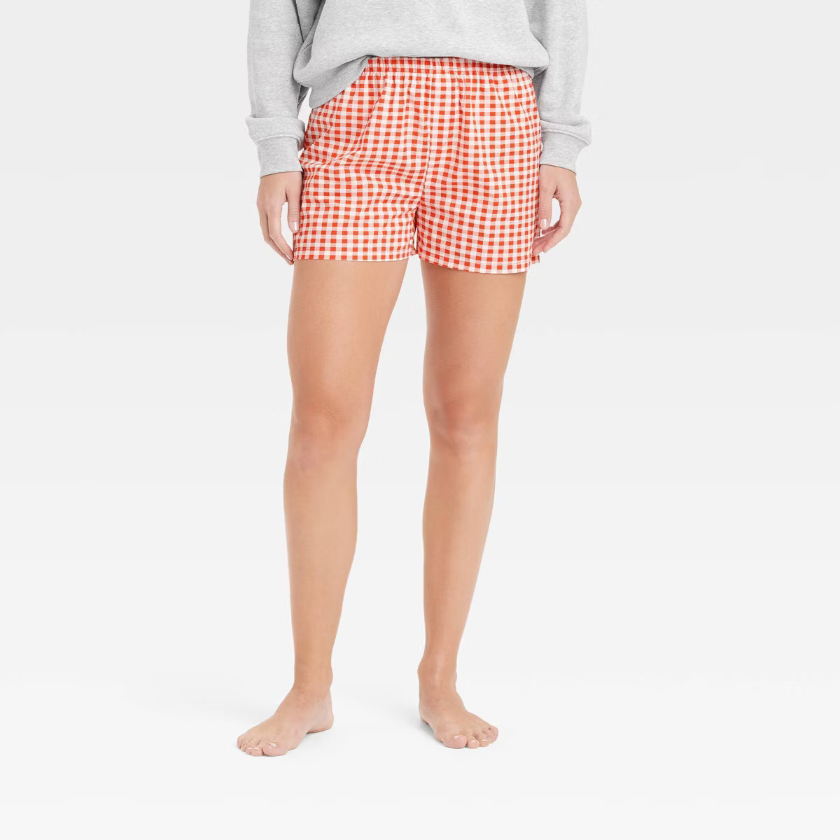 Women's Gingham Graphic Boxer Shorts - Red | Target