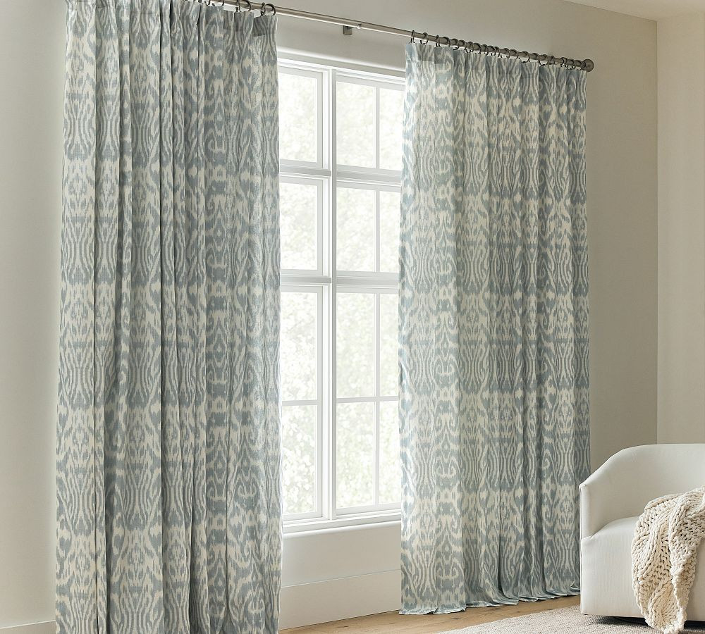 Vega Ikat Linen Cotton Blackout Curtain | Pottery Barn (US)