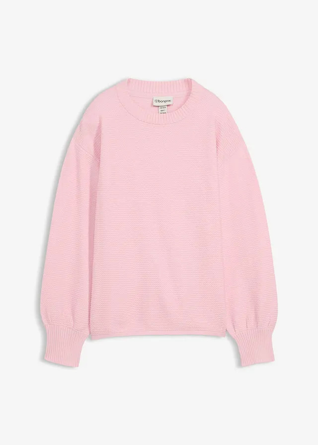 Trui met ronde hals en katoen kristalroze | Bonprix NL (Influencer)