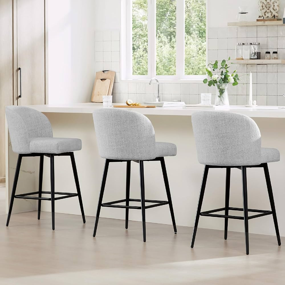 Watson & Whitely Counter Height Bar Stools Set of 3, 360° Swivel Upholstered Barstools with Back... | Amazon (US)
