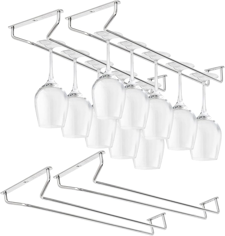 CUKE2BEET 15.7 Inch Stainless Steel Wine Glasses Rack Under Cabinet Stemware Rack, Wine Glass Han... | Amazon (US)