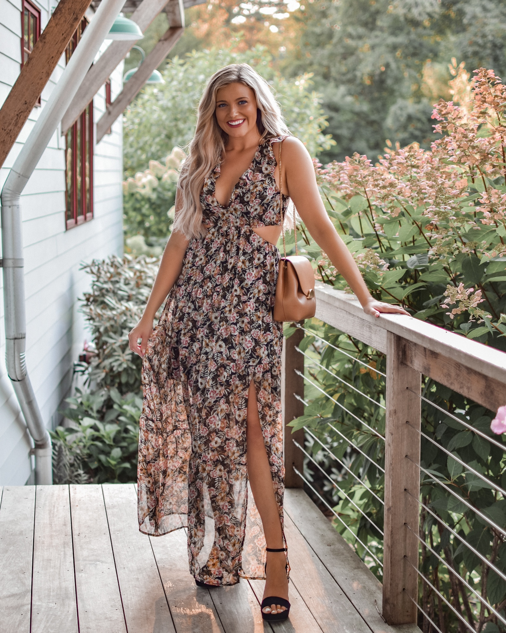 Floral Ruffle Cutout Maxi Dress – ASTR The Label