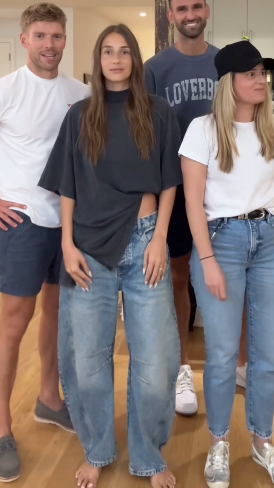 Shop Amanda Batula's Mid-Rise Barrel Jeans and mock-neckline, drop-shoulder sleeves, side-slit detailing, exposed seam tee shirt #AmandaBatula #CelebrityStyle

#LTKStyleTip