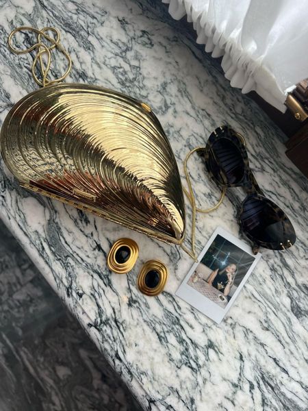 Spring Summer, Summer Style, Summer Accessories, Holiday Inspiration, Celine Sunglasses, Gold Shell Bag, Clip on Earrings 

#LTKeurope #LTKSeasonal #LTKstyletip