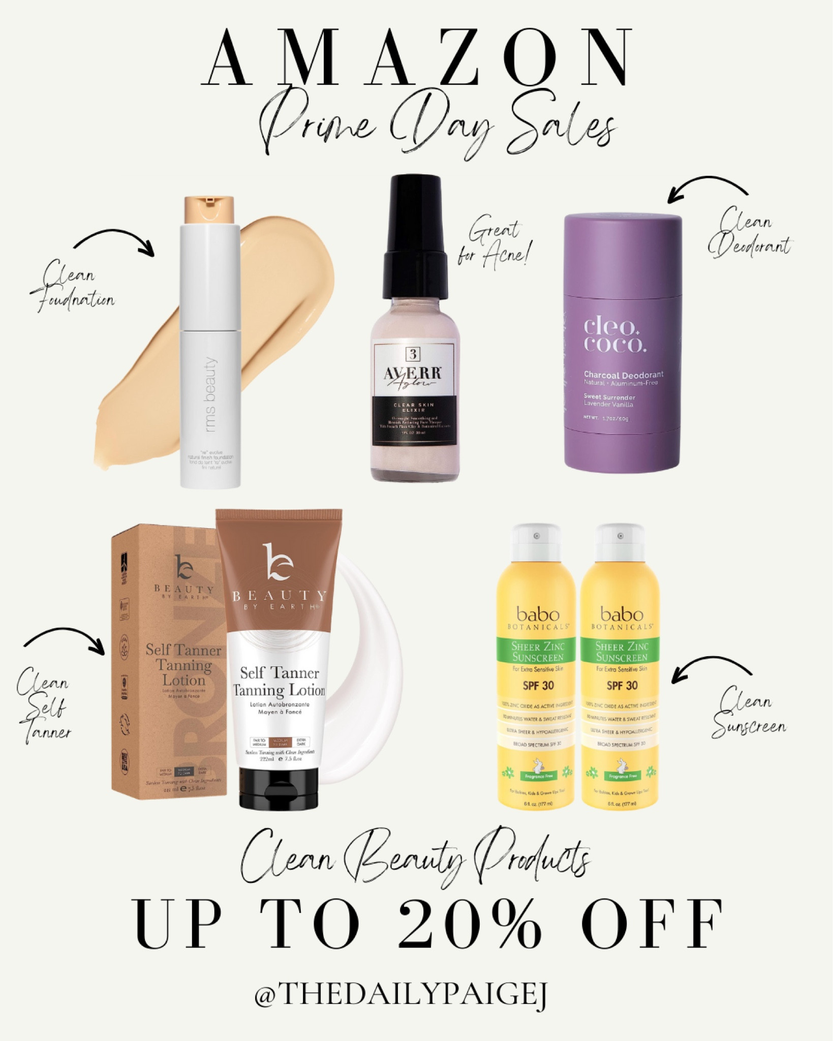 If you’re looking to make the switch to clean beauty, The Amazon prime day sale has a ton of great options for you! Everything from clean deodorant to clean sunscreen! My favorite is the Averr Elixir that is a clean version to get rid of acne and very fast! These clean beauty products are all on sale and great items to try while on sale. 

Clean beauty, clean beauty on sale, clean beauty Amazon, clean deodorant, clean tanner, clean sunscreen, Amazon prime, Amazon prime sales, Amazon prime day, Amazon prime day 2023, Amazon finds

#LTKbeauty #LTKunder50 #LTKxPrimeDay