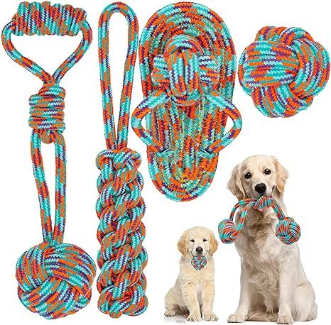 AUKZON Puppy Chew Toys for Teething, Cotton Dog Rope Toys for Small Dogs, Dog Toys for Boredom an... | Amazon (US)