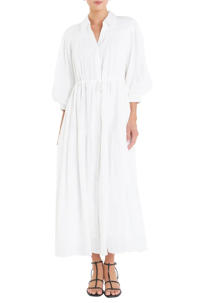 English Factory Drawstring Waist Maxi Shirtdress | Nordstrom | Nordstrom