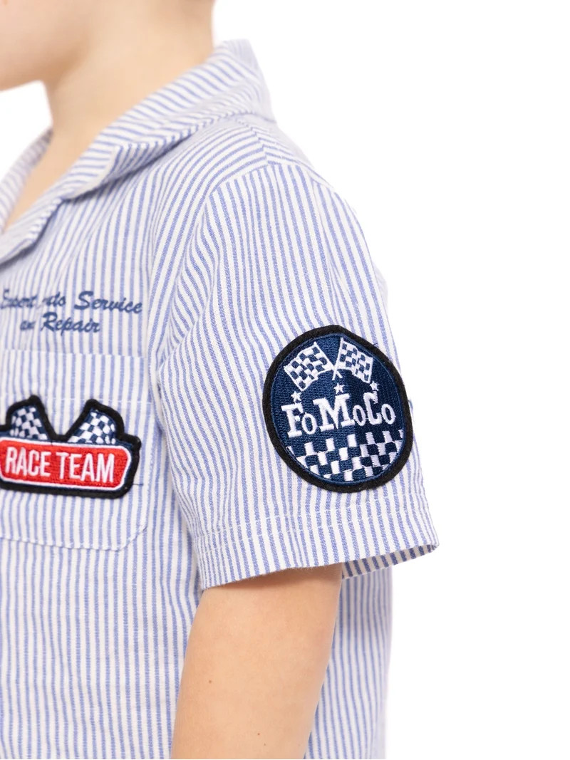 Ford Toddler Boys Short Sleeve Cotton Button Down Work Shirt with Patches, Sizes 12M-5T | Walmart (US)