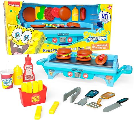 Spongebob Squarepants Kids Grill Playset - Toy Kitchen Sets with Cooking Toys, Kitchen Playset fo... | Amazon (US)